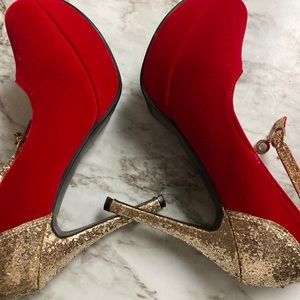 Red and gold shoes